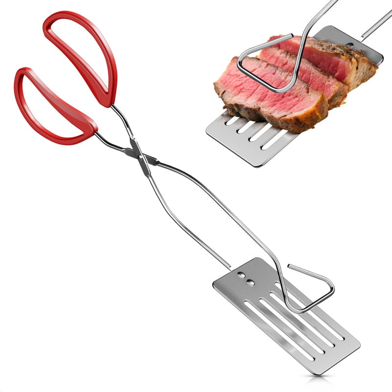 Cooking Concepts 14.3" Long Grill Tongs for Outdoor Grill â€“ Ergonomic 2-in-1 BBQ Spatula Tongs for Cooking Meat, Fish and Veggies, Multifunctional Grilling Spatula for Easy Gripping & Flipping â€“ Hamburger Flipper Tool - Image 1